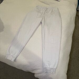 White/cream Drawstring Jogger Sweatpants